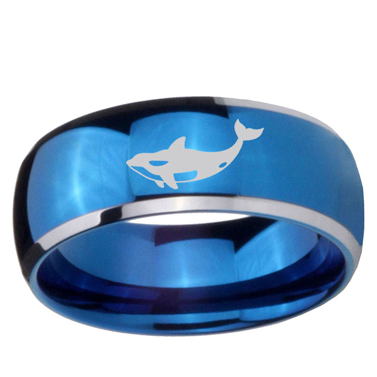 5mm Keller Whale Dome Blue 2 Tone Tungsten Promise Ring