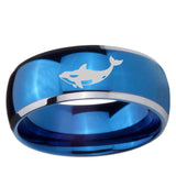 5, 8mm Keller Whale Dome Blue 2 Tone Tungsten Carbide Promise Ring