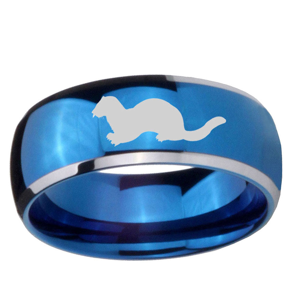 5mm Otter Dome Blue 2 Tone Tungsten Carbide Promise Ring
