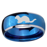 5, 8mm Otter Dome Blue 2 Tone Tungsten Carbide Promise Ring