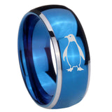 8mm Penguin Dome Blue 2 Tone Tungsten Carbide Promise Ring