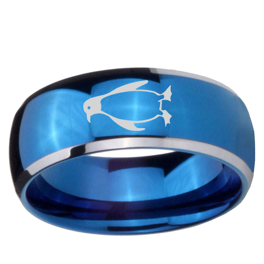 5mm Penguin Dome Blue 2 Tone Tungsten Carbide Promise Ring