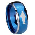 8mm Shark Dome Blue 2 Tone Tungsten Carbide Promise Ring