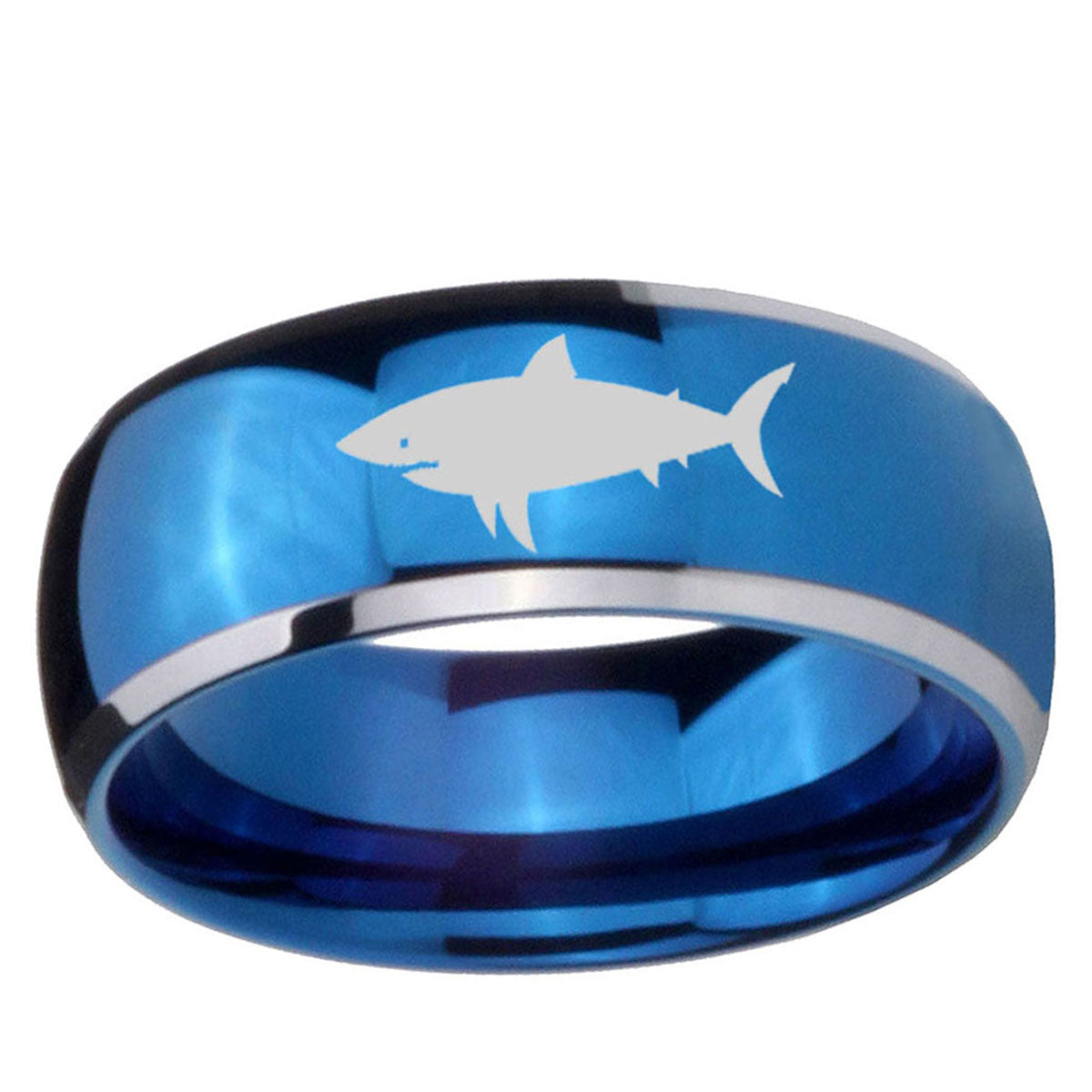 5mm Shark Dome Blue 2 Tone Tungsten Carbide Promise Ring