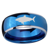 5, 8mm Shark Dome Blue 2 Tone Tungsten Carbide Promise Ring