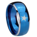 8mm Cowboys Star Dome Blue 2 Tone Tungsten Promise Ring