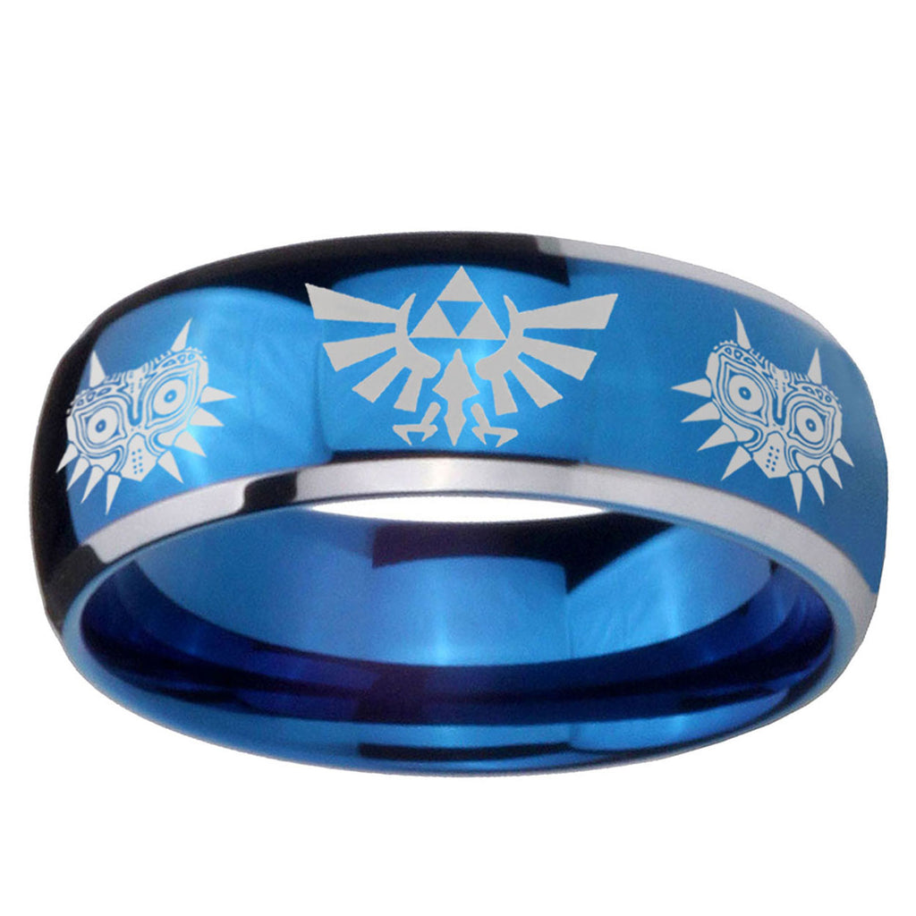 5mm Zelda Majora's Mask Dome Two Tone Blue Tungsten Ring