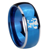 8mm Hatchet Woman Dome Blue 2 Tone Tungsten Carbide Promise Ring