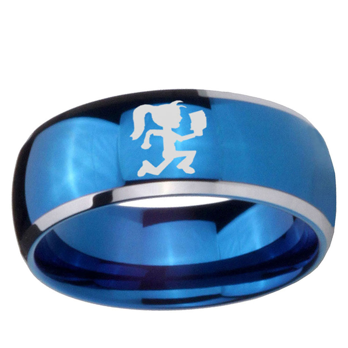 5mm Hatchet Woman Dome Blue 2 Tone Tungsten Promise Ring