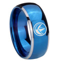 8mm Green Ranger Power Dome Blue 2 Tone Tungsten Ring
