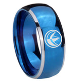 8mm Green Ranger Power Dome Blue 2 Tone Tungsten Carbide Promise Ring