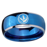5, 8mm Green Ranger Power Dome Blue 2 Tone Tungsten Carbide Promise Ring