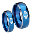 Cobra Dome Blue 2 Tone Tungsten Couple Wedding Rings