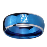 8mm-Military-Pow-Dome-Blue-2-Tone-Tungsten-Carbide-Mens-Wedding-Band