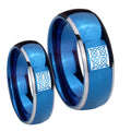 Celtic Design Dome Blue 2 Tone Tungsten Mens Set Rings