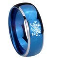 8mm Dragon Dome Blue 2 Tone Tungsten Mens Promise Ring