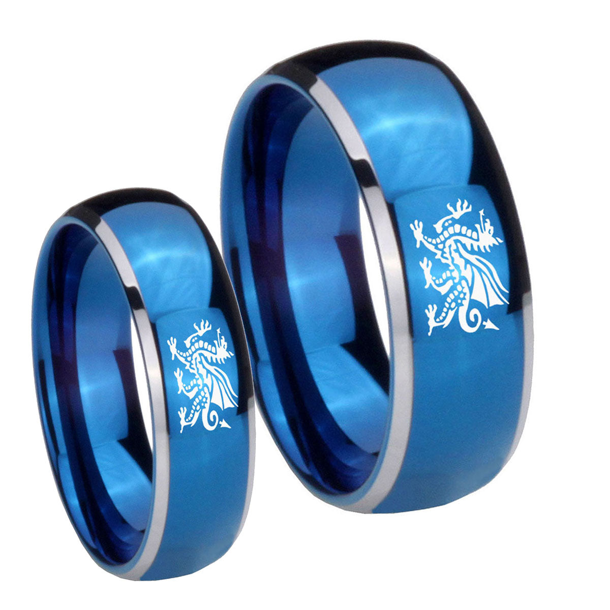 Dragon Dome Blue 2 Tone Tungsten His and Hers