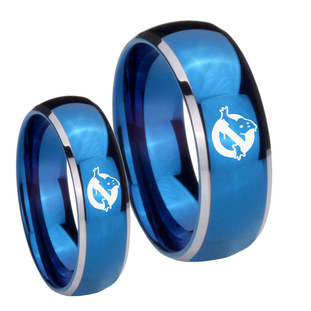 Ghostbusters Dome Blue 2 Tone Tungsten Mens Band Set