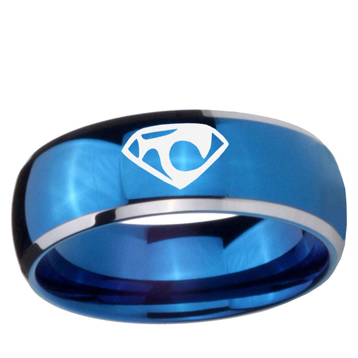5mm House of Van Dome Blue 2 Tone Tungsten Mens Wedding Ring
