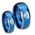 House of Van Dome Blue 2 Tone Tungsten Couples Ring Set