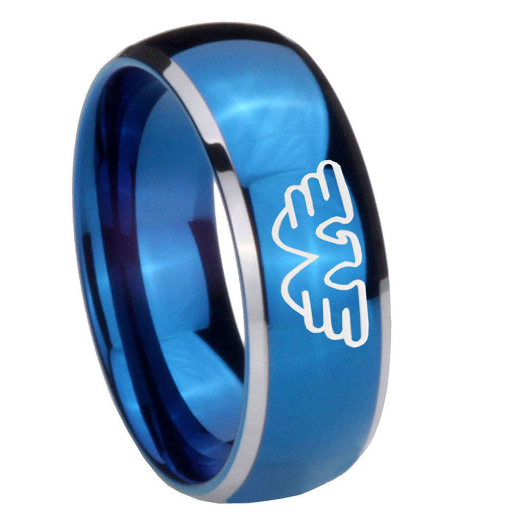 8mm Waylon Jennings Dome Blue 2 Tone Tungsten Band