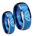 Waylon Jennings Dome Blue 2 Tone Tungsten His And Hers Ring