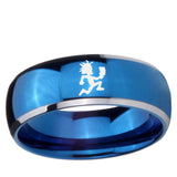 5, 8mm Hatchet Man Dome Blue 2 Tone Tungsten Ring