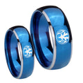 Love Power Rangers Dome Blue 2 Tone Tungsten Couple Wedding Rings