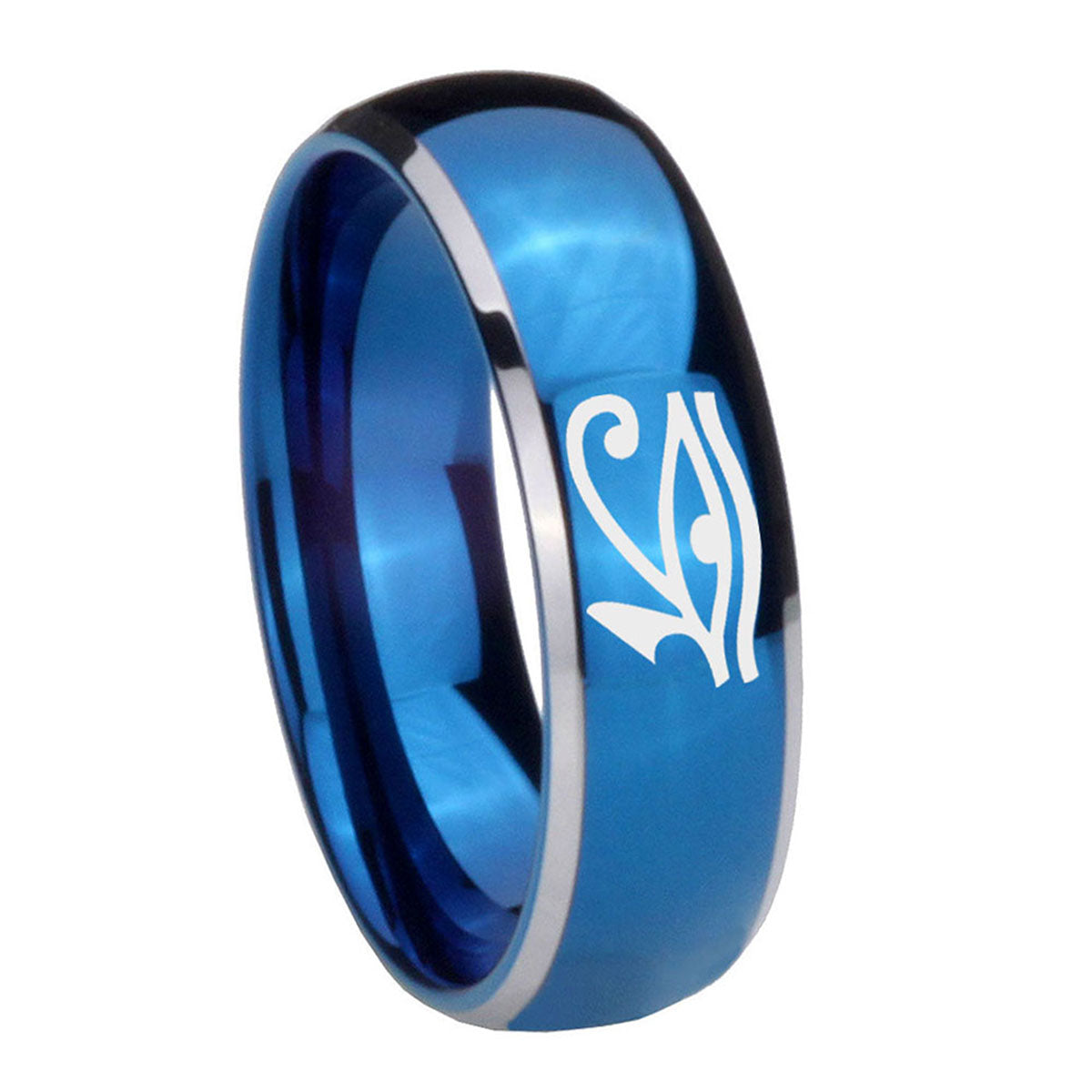 8mm Seeing Eye Dome Blue 2 Tone Tungsten Engagement Band