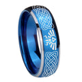 8mm Celtic Zelda Dome Blue 2 Tone Tungsten Ring for Men