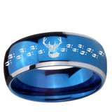 5, 8mm Deer Antler Dome Blue 2 Tone Tungsten Ring