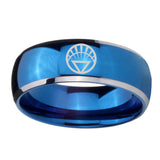 5, 8mm White Lantern Dome Two Tone Blue Women's Tungsten Rings