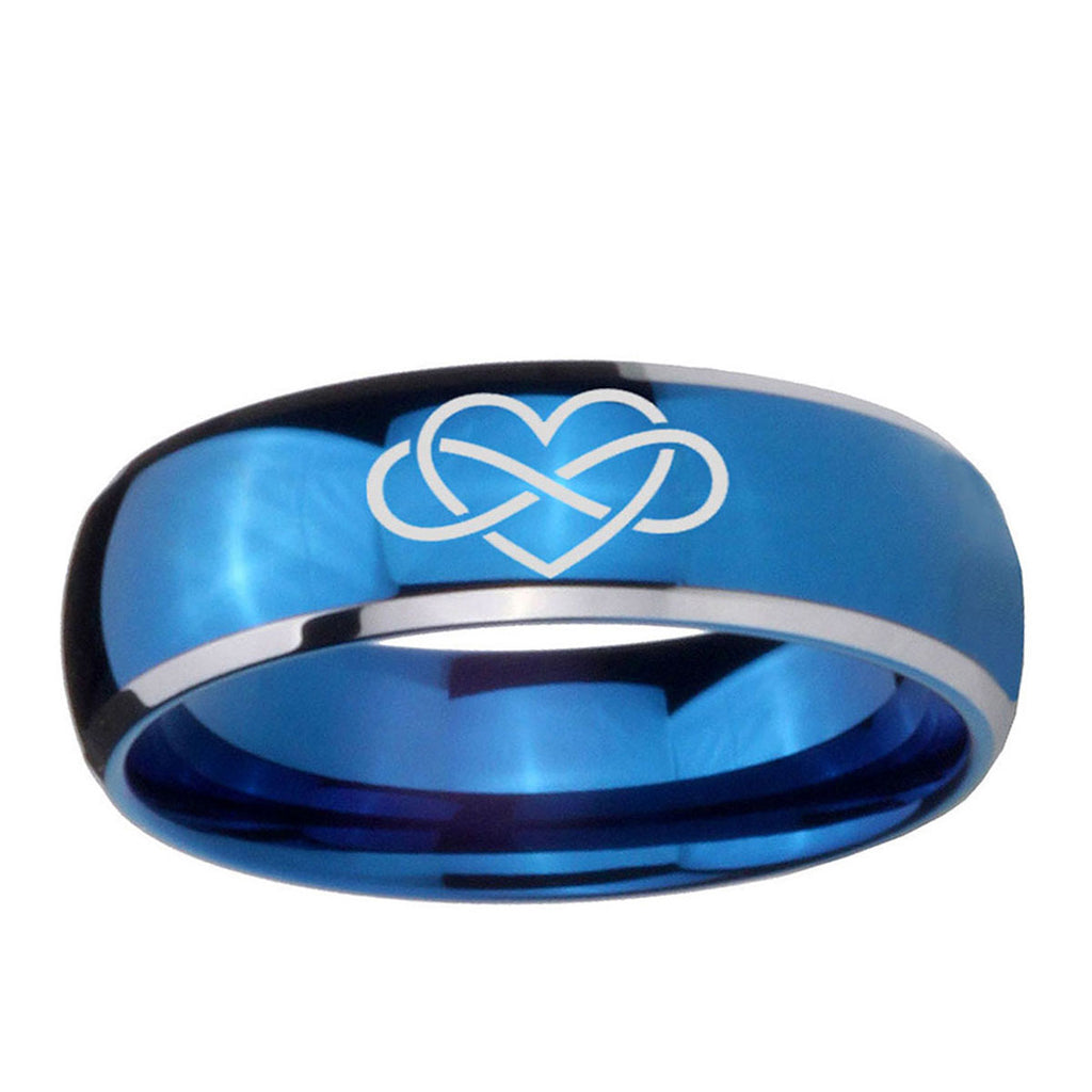 5mm Infinity Love Dome Blue 2 Tone Tungsten Mens Ring