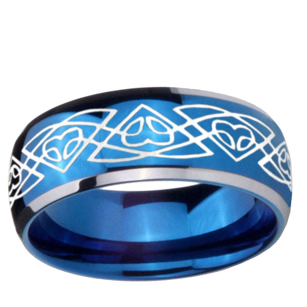 5mm Celtic Braided Dome Blue 2 Tone Tungsten Men Bands