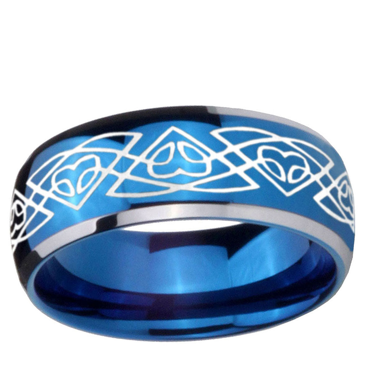 5mm Celtic Braided Dome Blue 2 Tone Tungsten Men Bands