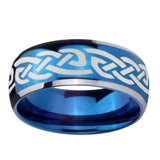 8mm-Celtic-Knot-Infinity-Love-Dome-Blue-2-Tone-Tungsten-Carbide-Mens-Wedding-Band