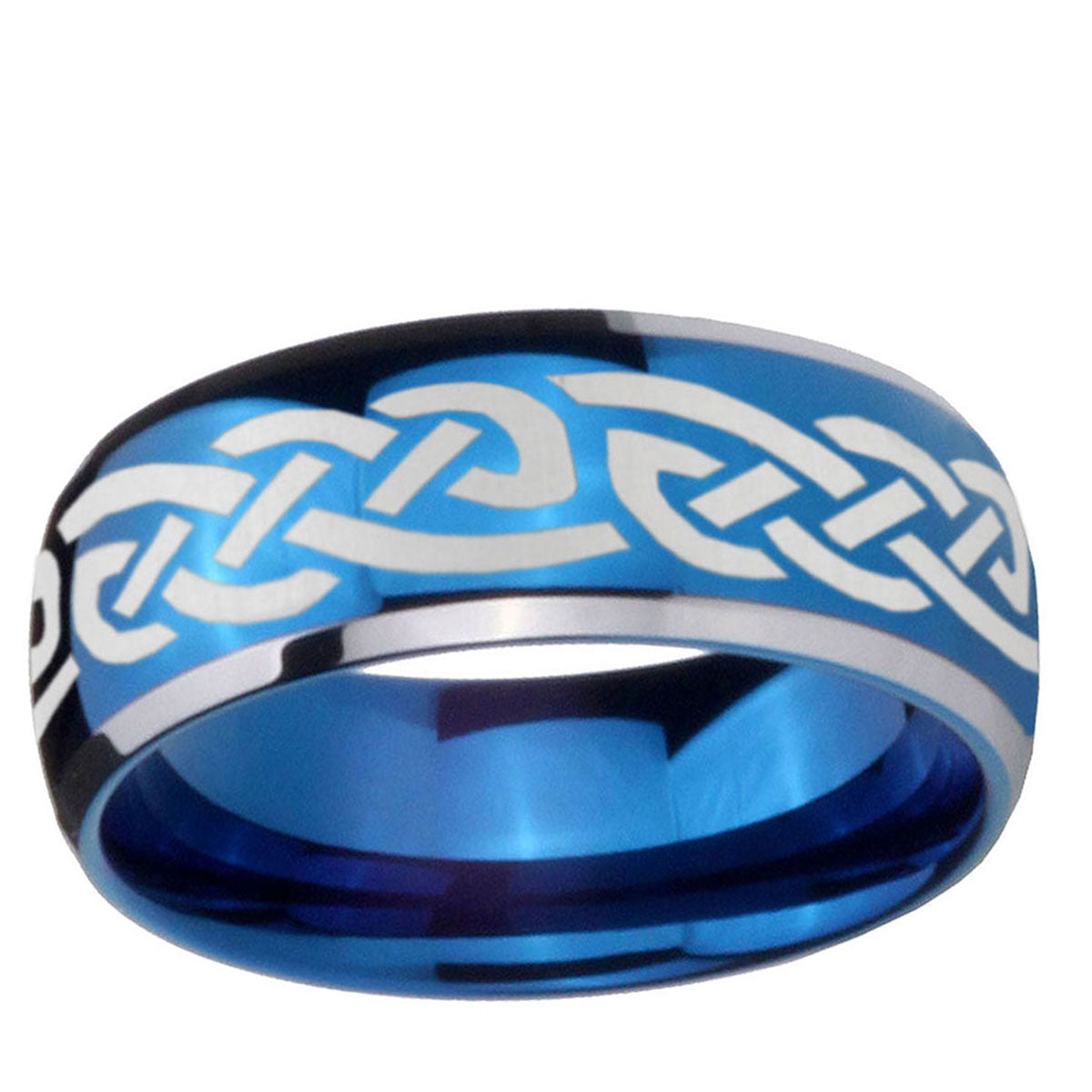 5mm Celtic Knot Infinity Love Dome Blue 2 Tone Tungsten Band