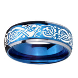 8mm-Celtic-Knot-Dragon-Dome-Blue-2-Tone-Tungsten-Carbide-Mens-Ring-Engraved