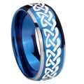 8mm Celtic Knot Love Dome Blue 2 Tone Tungsten Men Bands