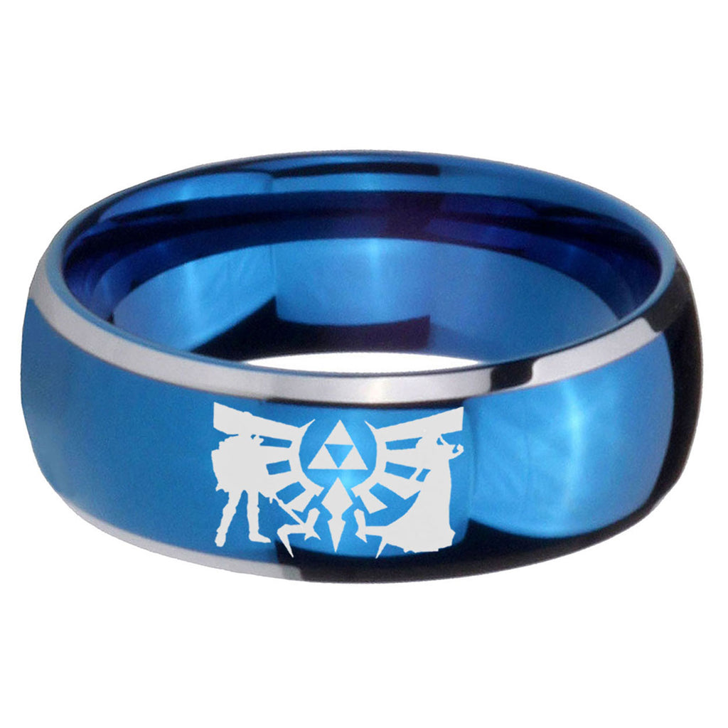 5mm Zelda Link Dome Two Tone Blue Tungsten Ring