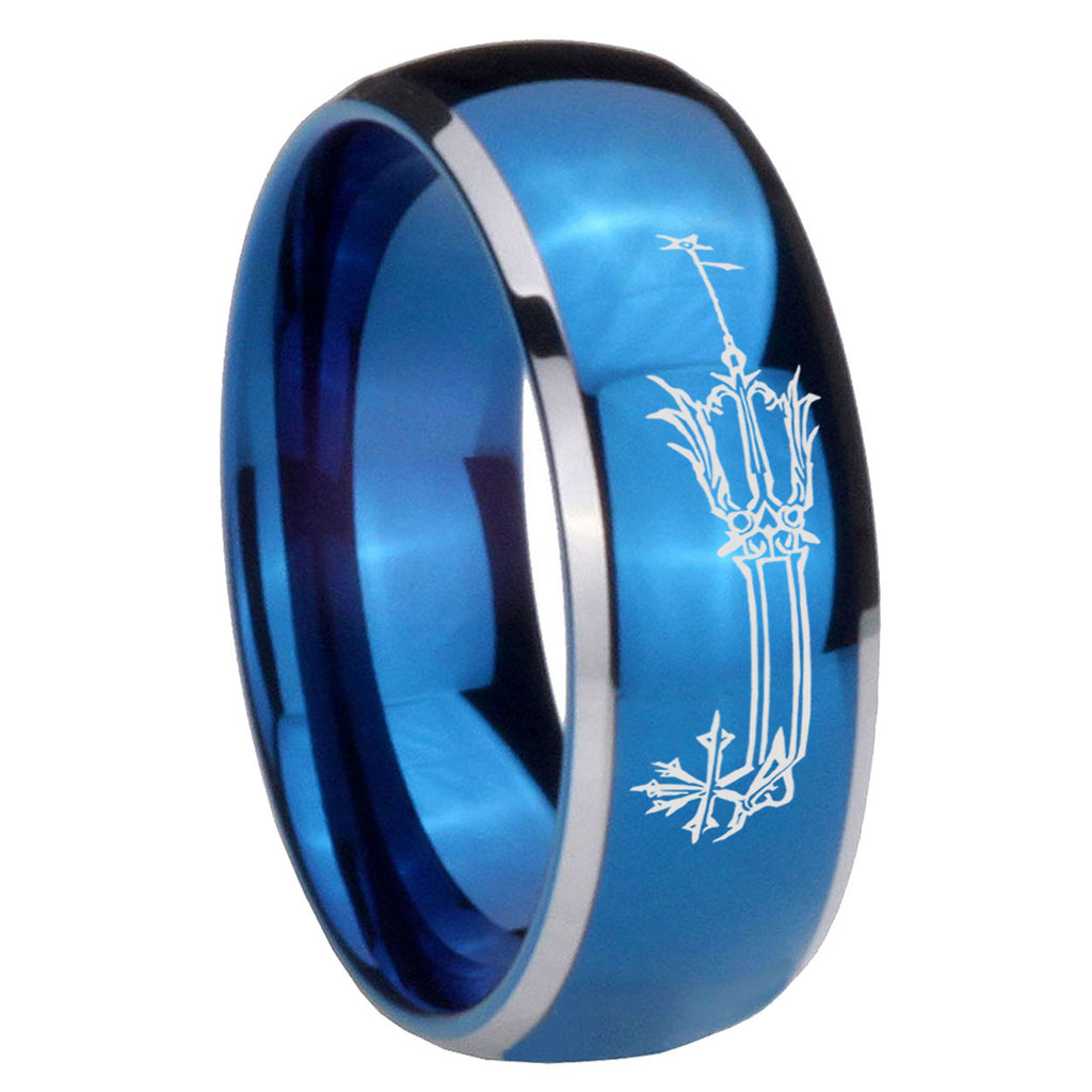 8mm Geekery Oathkeeper Kingdom Hearts Dome Two Tone Blue Tungsten Ring