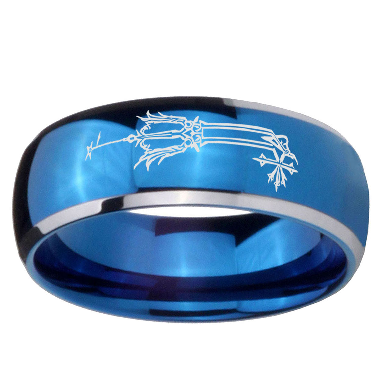 5mm Geekery Oathkeeper Kingdom Hearts Dome Two Tone Blue Tungsten Ring