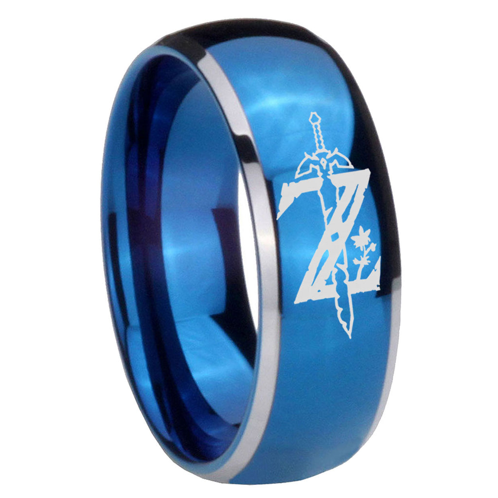 8mm Zelda Breath Of The Wild Dome Two Tone Blue Tungsten Ring
