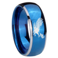8mm Flying American Eagle Dome Two Tone Blue Tungsten Ring