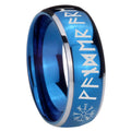 8mm Viking Dome Two Tone Blue Tungsten Ring