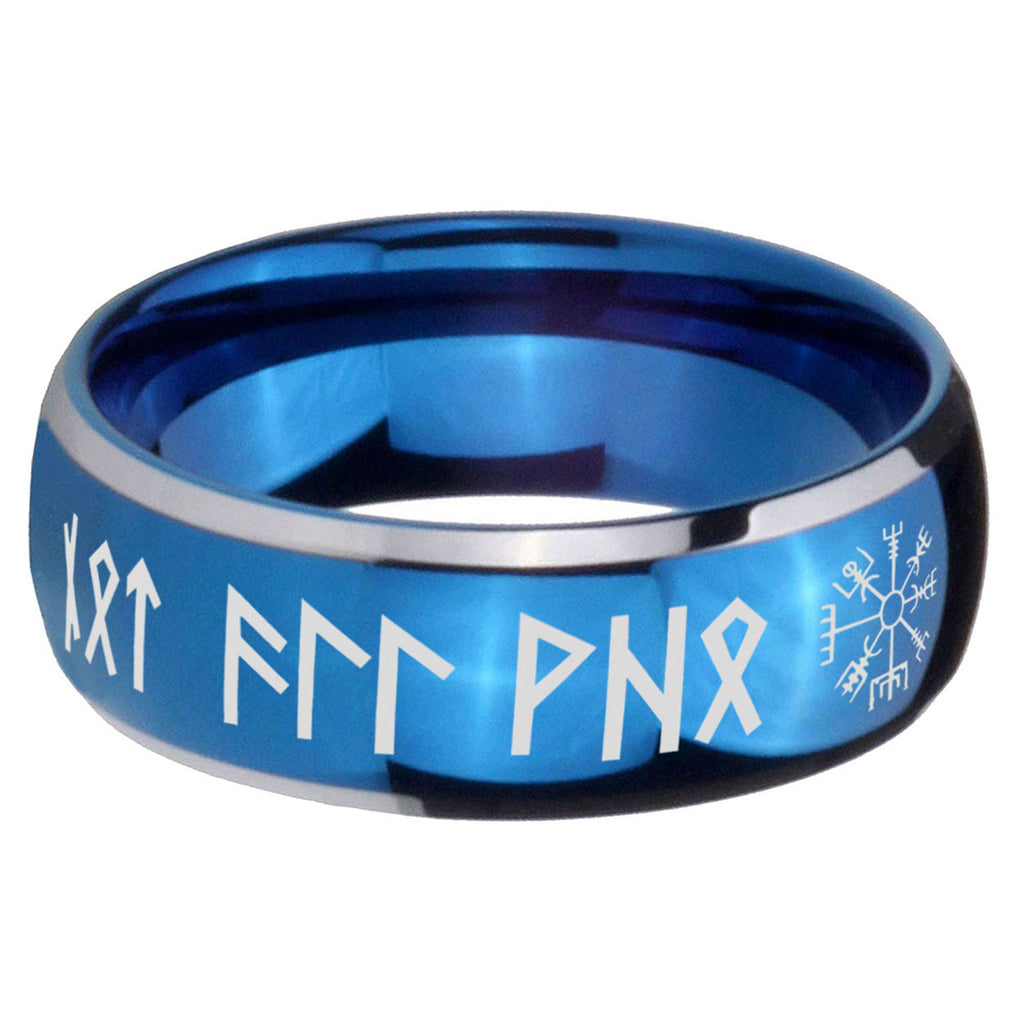 5mm Viking Dome Two Tone Blue Tungsten Ring