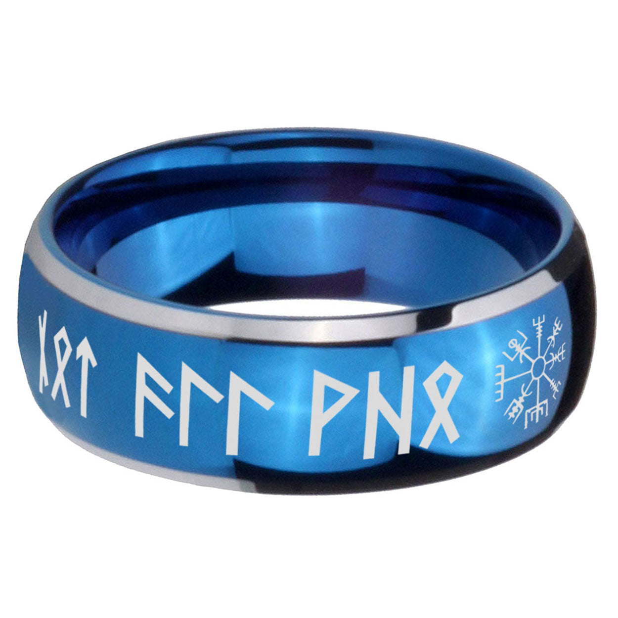 5mm Viking Dome Two Tone Blue Tungsten Ring