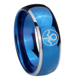 8mm Gray Lantern Dome Two Tone Blue Women's Tungsten Rings