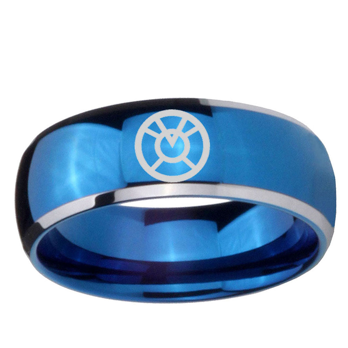 5mm Orange lantern Dome Two Tone Blue Tungsten Ring