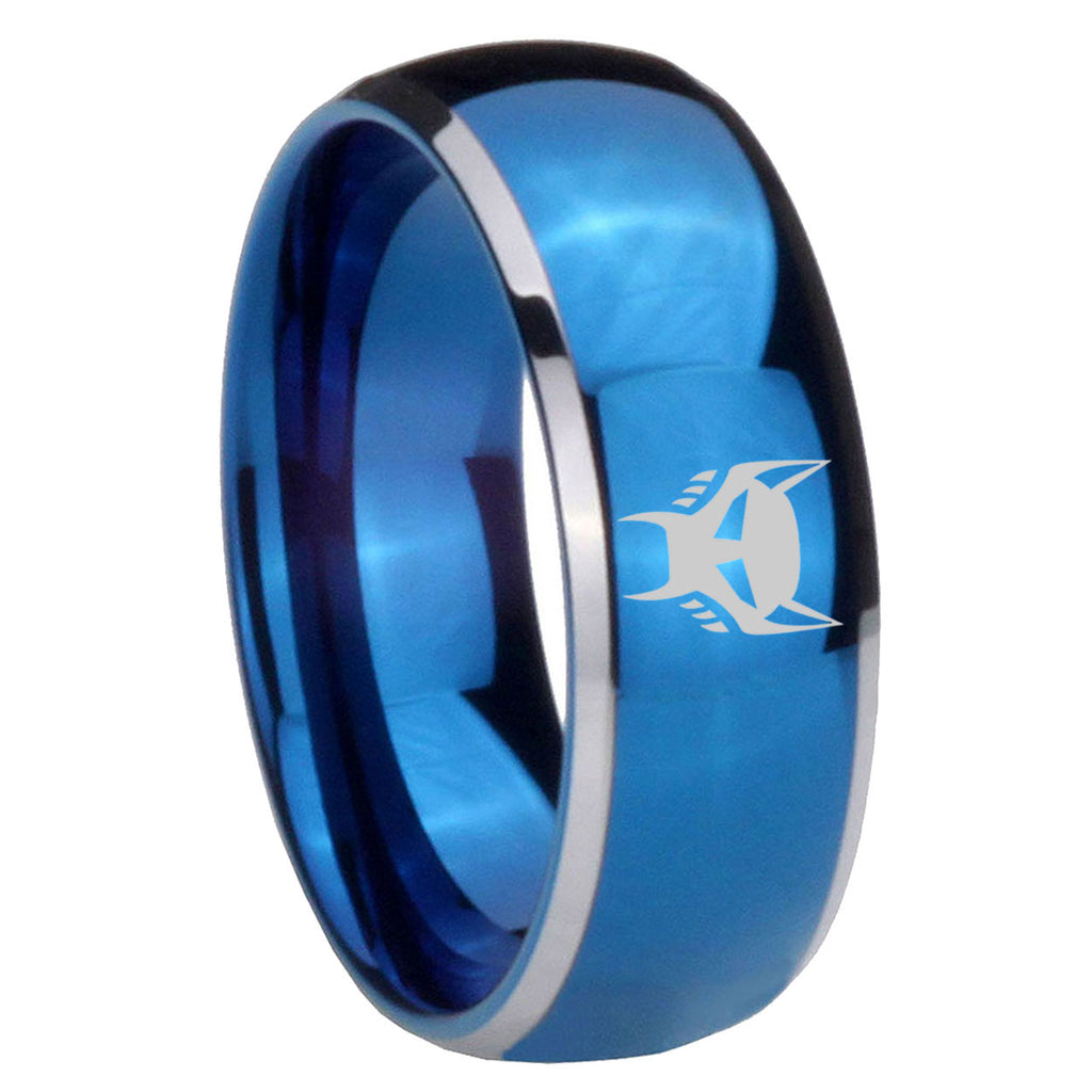 8mm Transformers Maximal Dome Two Tone Blue Tungsten Ring